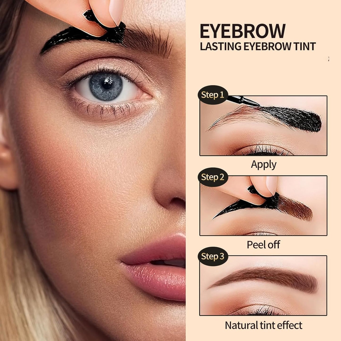 Tattoo Eyebrow Gel Easy Peel Off, Peel Off Eyebrow Tint, Easy Peel off Eyebrow Gel, Peel Off Eyebrow Tint, Waterproof & Sweatproof for All Skin Types (3 pcs)