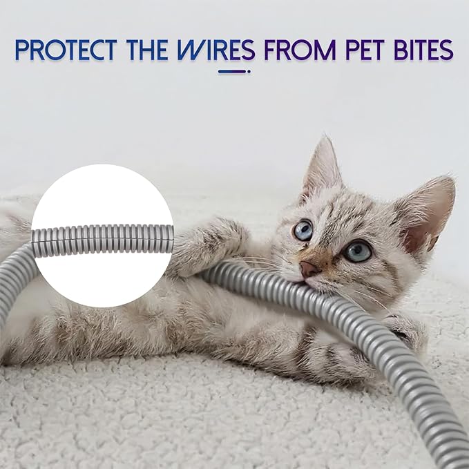 Split Wire Loom Tubing, 10,25ft Cord Protectors from Pets No Chew, Flexible Wire Covers Cord Protectors, Protective Split Cable Sleeve for Automotive Home Industrial Wires(Grey, 0.46inch-10ft)