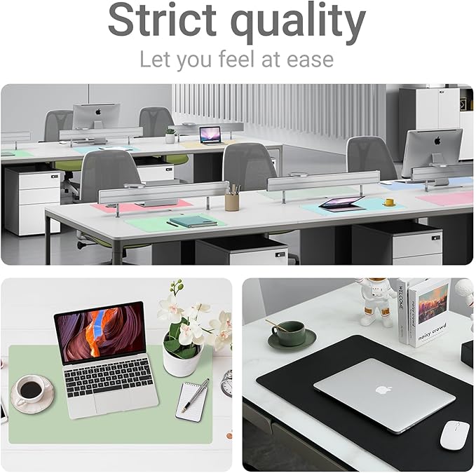 Boutilon Leather Desk Pad Protector,Non-Slip Mouse Pad,Laptop Desk Pad,Office Mouse Mat,Waterproof Leather Desk Blotter,Desk Writing Pad for Office and Home (M-Lemon,30"x14")