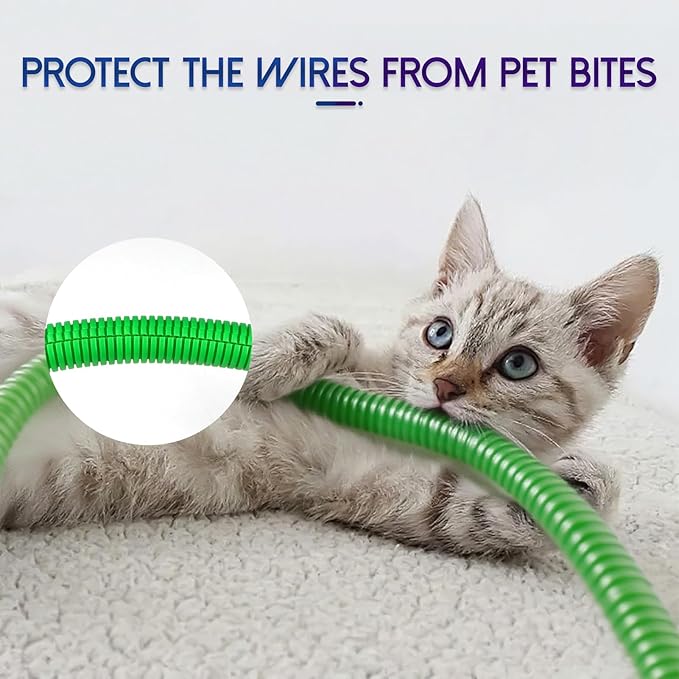 Split Wire Loom Tubing,10,25ft Cord Protectors from Pets No Chew, Flexible Wire Covers Cord Protectors, Protective Split Cable Sleeve for Automotive Home Industrial Wires(Green, 1.12inch-10ft)