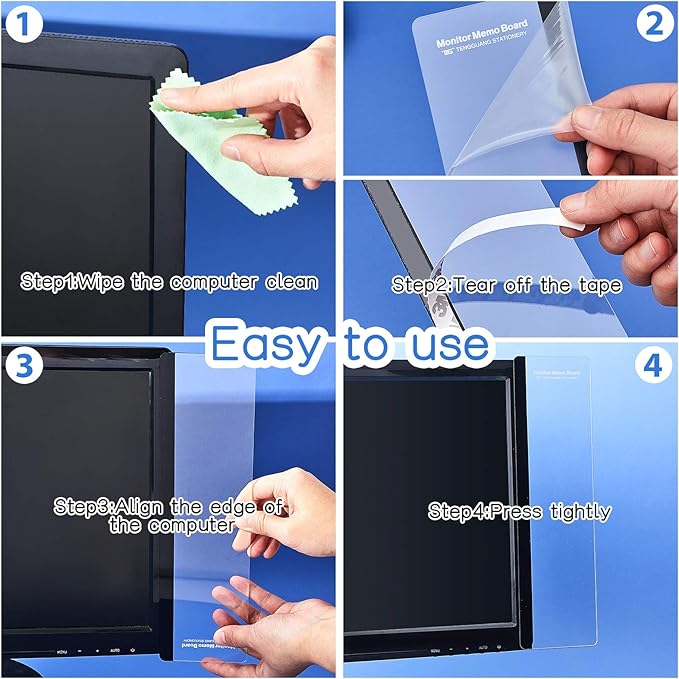 Zonon 2 Pieces Computer Monitor Notes Screen Monitor Memo Board Sticky Note Holder Message Board Computer Side Panel for Office Home Desktop Left and Right