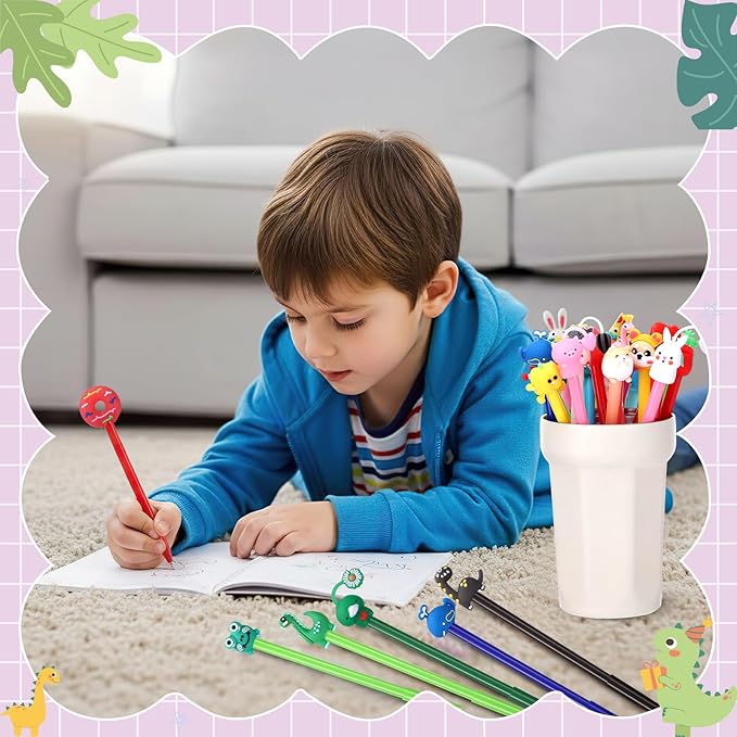 BESARME 60 PCS Cartoon Fun Pens for Adults, Cute Pens Bulk Gel Pen Prizes Classroom Rewards School Office Home Birthday Valentine's Day Classroom Gift Exchange Party Favors Goodie Bag Stuffers