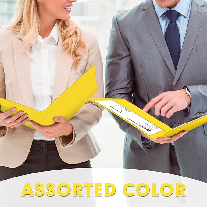 Two Pocket Folders, PANDRI 30 Pack 2 Pocket Folders, Letter Size Paper File Folder for School Office Home Business, Yellow