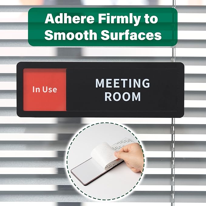 Office Room Door Sign Do Not Disturb,Versatile In-Use/Available Slider Sign for Office Home, Meeting Vacant Occupied Privacy Room Sign,Frosted Black 8" x 2.6"