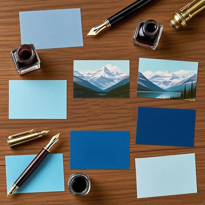 50 Sheets Small Colored Cardstock Paper 5 Colors, 250 GSM Heavy Card Stock for DIY Art Projects, Cards (Blue, 3x5)