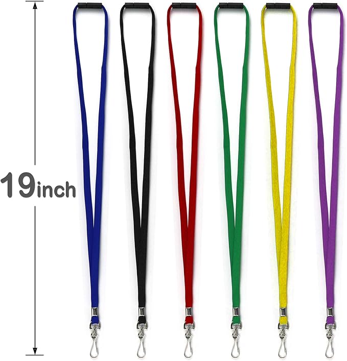 Ollain 25 Pack Breakaway Lanyard with J-Hook Bulk Flat Lanyards for Name tag ID Badges (Purple, Breakaway 25 Pack)