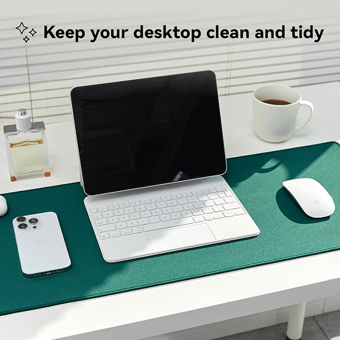 Reniteco Waterproof Large Gaming Mouse Pad with Durable Stitched Edges, Non-Slip Rubber Base, Grainy Jacquard Mouse Mat Desk Pad for Home Office Gaming, 35.4''x15.7''x0.12'', Matte Green