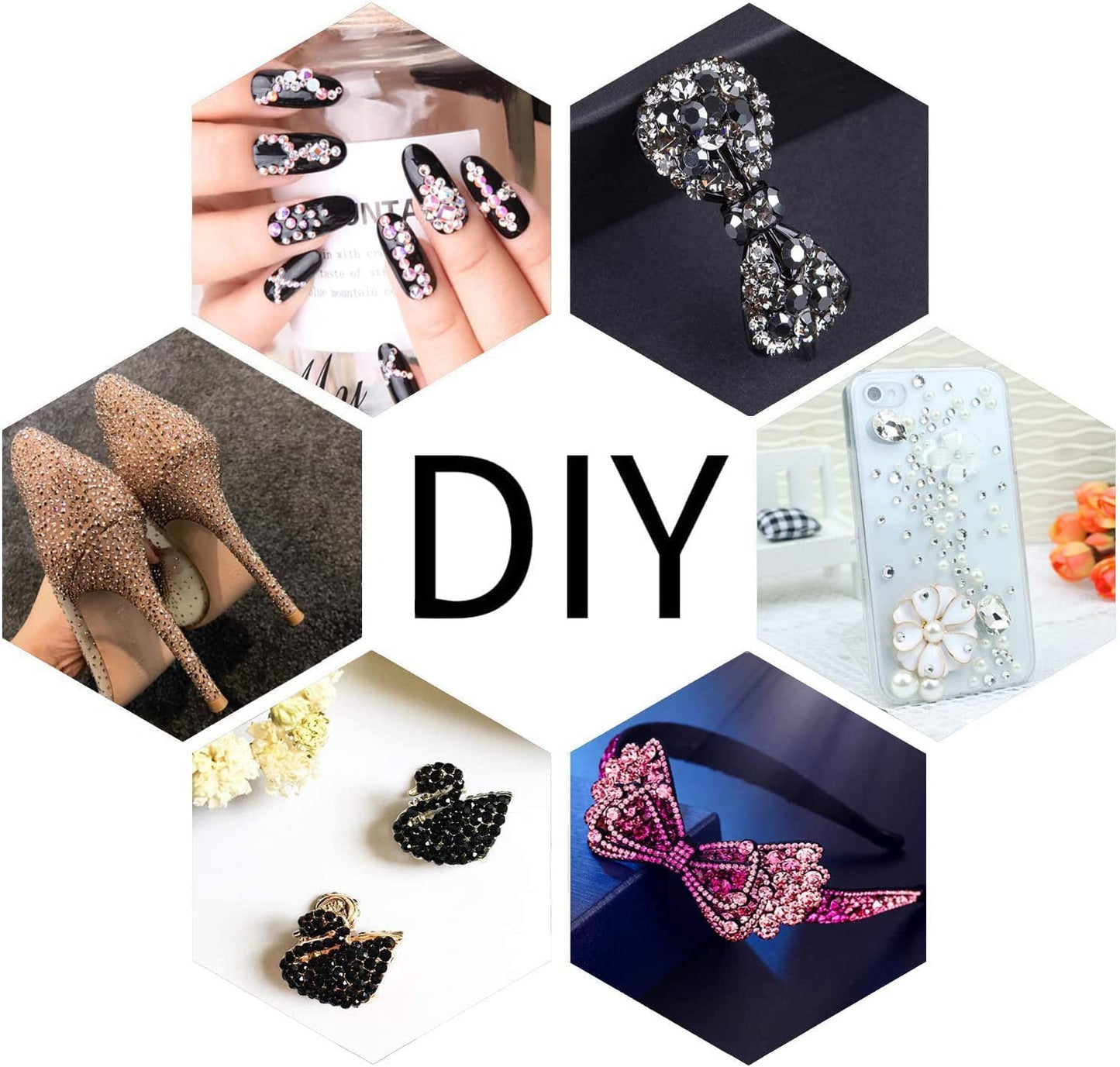 LPBeads 6000 Pieces Lt Amethyst Non Hotfix Rhinestones 6 Sizes Round Crystal Glass Flat Back Rhinestones with Tweezers and Picking Pen for Nail Art Crafts Clothes Bags DIY