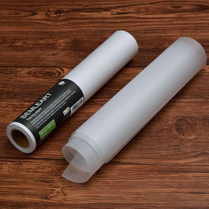 SEMLEART Trace Paper roll 10inchs x 25 Yard,32lb/50gsm,Translucent White tracing Paper for Drawing, Sketching，Sewing Pattern Gift Wrapping,Dressmaking - Sketch & Drafting Paper roll