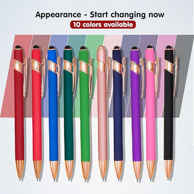 CRME 10pcs Funny Pens Ballpoint Set Black Ink Pen Body has Rubber Coating Writing Long-Term Without Stress Inspirational Fancy Pens Gifts for College Students
