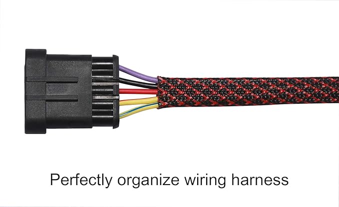 25ft - 3/8 inch PET Expandable Braided Sleeving – BlackRed – Alex Tech Braided Cable Sleeve