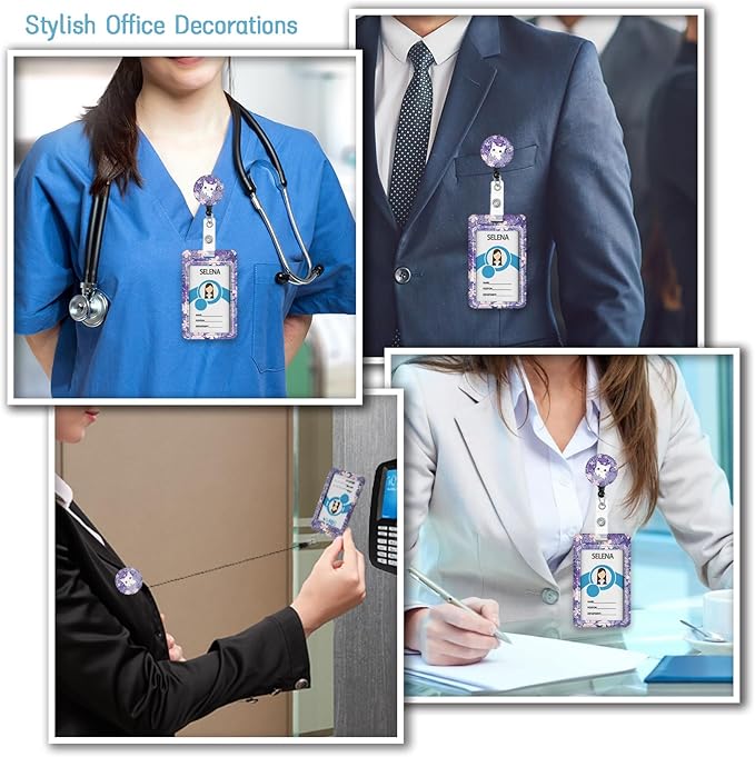 Cute Cat Badge Holder Retractable Lanyard, Lanyards for ID Badges Name Tags Vertical Card Holder, Detachable Lanyard Badge Reel Retractable, Teacher Nurse Workers Women Office Gifts
