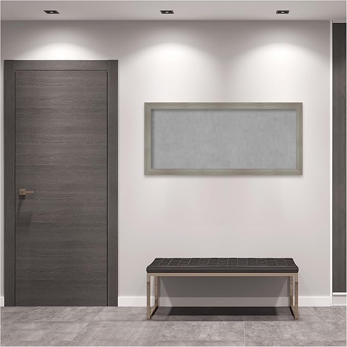 Amanti Art Grey Framed Magnetic Board 24x52 Oversize Vision Board for use with Magnets, 100% Metal Sheet to Display Items as Office Decor or for Home Organization in mudroom, Kitchen or Kids Room