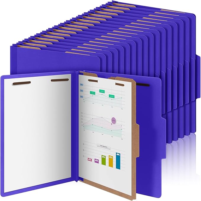 Skyygemm 72 Pcs Classification Folders Letter Size, 1 Divider Pressboard File Folder with Fasteners, Expanding File Organizer Bulk for School Teachers, Office Employee, Coworker, Staff (Purple)