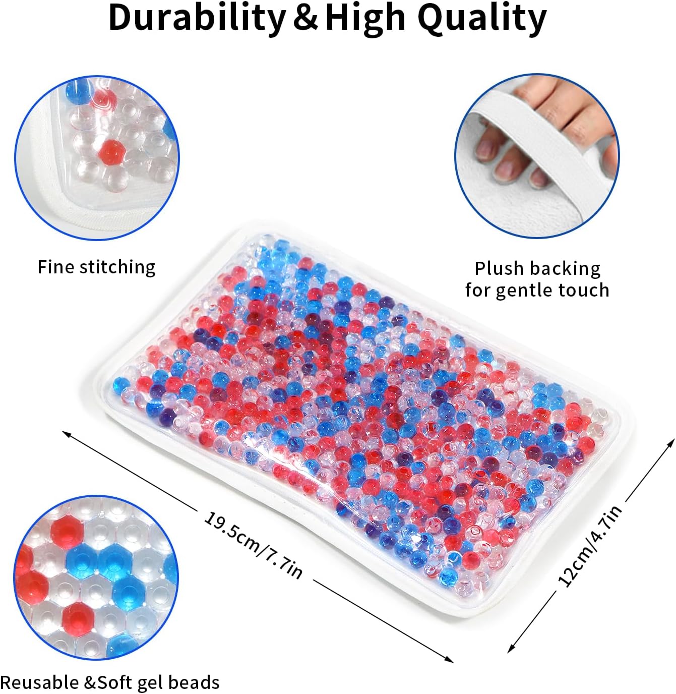 Gel Beads Ice Pack Ice Bag with Strap-1 Pack Reusable Hot & Cold Pack Compress for Knee, Shoulder, Foot, Back, Ankle, Neck, Hip, Elbow, Wisdom Tooth-7.76''x4.93''