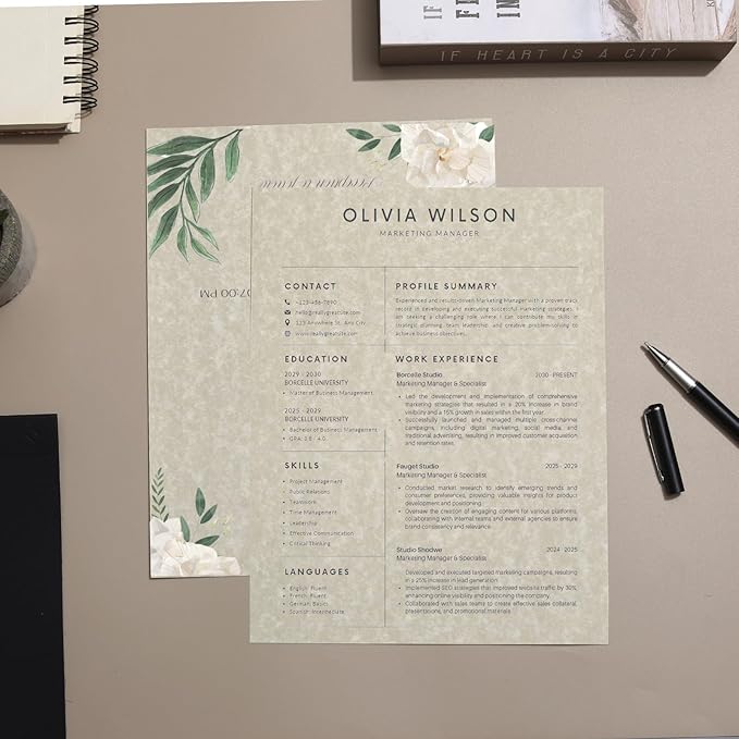 50 Sheets Parchment Resume Paper - 8.5 x11" Double-Sided Certificate Paper - 100 GSM Textured Stationary for Menus,Invitations,Resumes,Diplomas - Printing & Writing Friendly (Ivory)