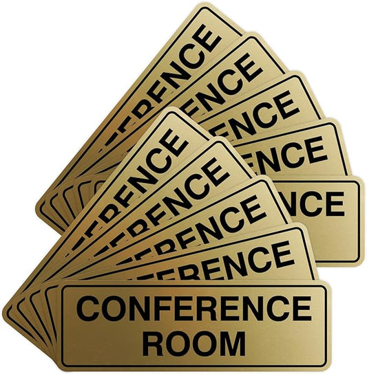 Standard Conference Room Sign - Brushed Gold - Large 10 Pack