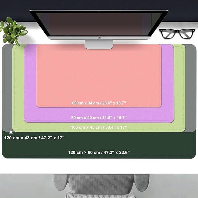 Leather Desk Pad Protector, 39.4' X 17'' Large Mouse Pad, Office Desk Mat, Non-Slip PU Leather & Suede Base Desk Blotter, Laptop Desk Pad, Desktop Mat for Office Home, Candy Red