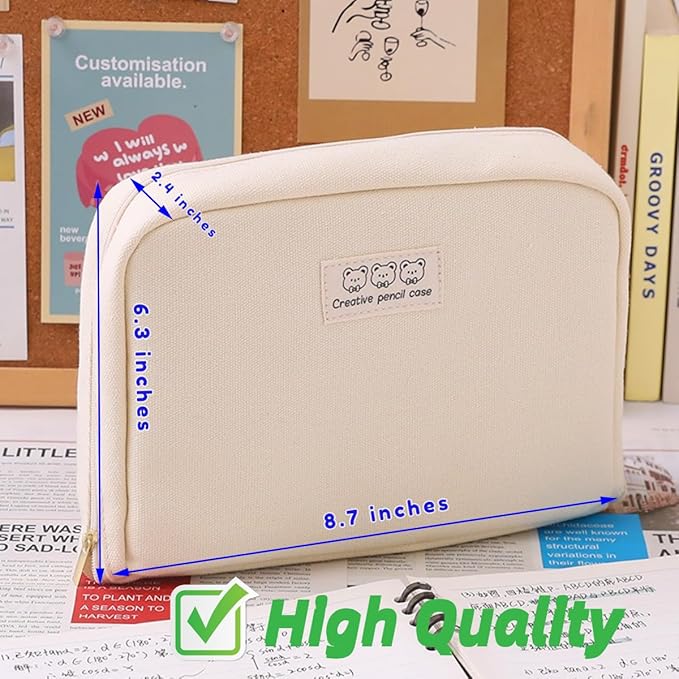 Fcteap Pencil Case Pouch Box Cute Kawaii Large Capacity Aesthetic Zipper Pen Holder Organizer Bag for Office Workspace Supplies Desk Accessories Travel (Light Pink)