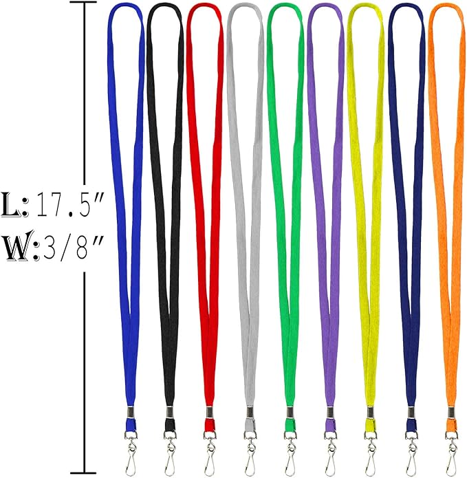 Ollain Badge Lanyards Flat Lanyard Swivel Hooks Durably Neck Bulk lanyards with Clip 100 Pack
