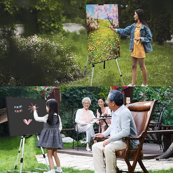 RRFTOK Art Painting Display Artist Easel Stand,Aluminum Metal Tripod Adjustable Easel for Painting Canvases Height from 17 to 66 Inch,Carry Bag for Table-Top/Floor Drawing and Displaying(3pack).