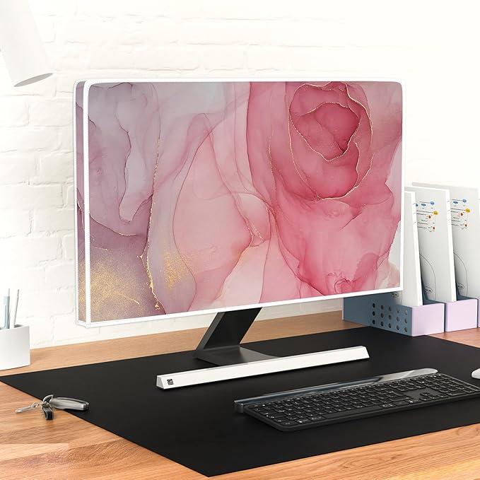 Baocicco Abstract Waterproof Television Cover with Pink Marble Design 58, 59, 60 Inch Full Body Cover for TV Screen Weatherproof Dust-Proof TV Screen Covers Sleeve Compatible with LED OLED Desktop