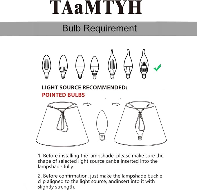 TAaMTYH small lamp shade chandelier shades set of 6，Fabric Lampshade for Wall Lamp，chandelier shades，small table lamps，For Cutting Edge bulbs, Clip-on Fitter Lampshade，3" X 6" X 5"