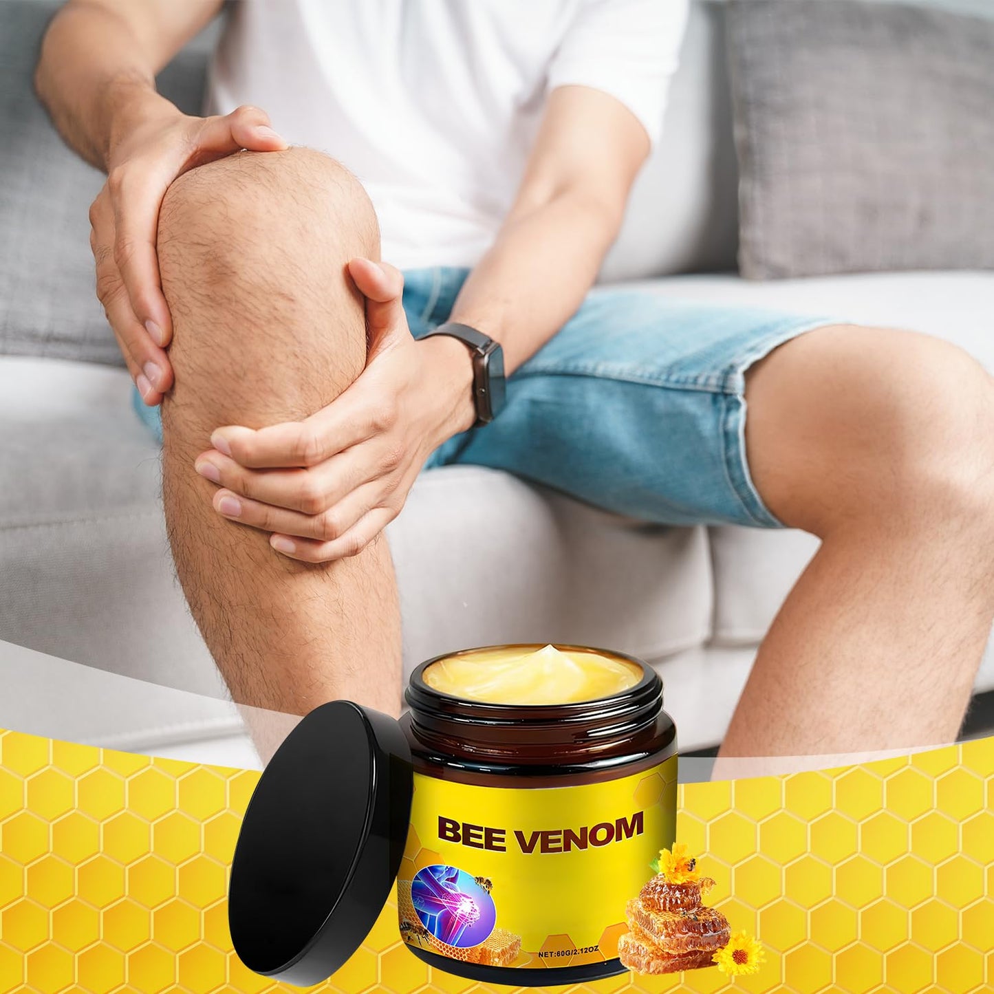 Bee Venom Cream,Advanced Joint Cream,New Bee Venom Professional Cream for Back, Knee, Hands, Neck, Feet(2PCS)