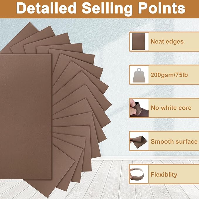 Silunkia 40 Sheets Coffee Color Cardstock 8.5 x 11 Crafts Paper, 200gsm/75lb Premium Dark Brown Card Stock Printer Paper for DIY Cards Making, Greeting Cards, Birthday Decorations, Invitations, Menus
