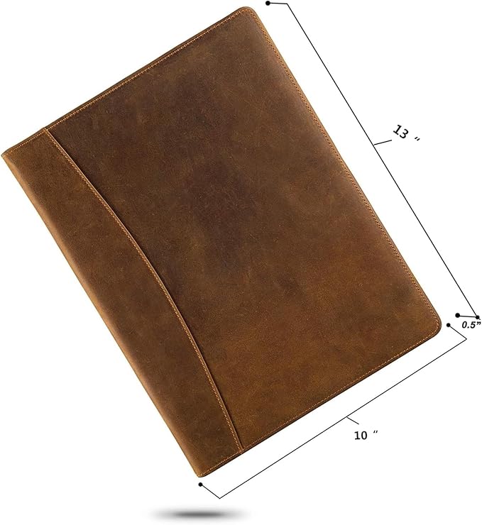 Jack&Chris Leather Portfolio, A4 Document Folder Legal Pad Padfolio, Professional Writing Letter Notepad Clipboard Sleeve Organizer, Resume Folio Binder for Men&Women,JC1823
