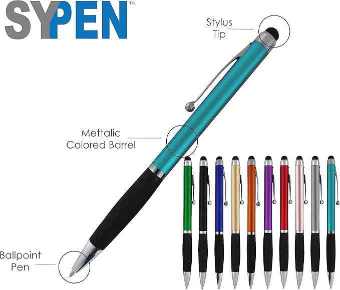 SyPen Customized Pens With your Custom Logo or Text-300 Pack Bulk-for Businesses, Parties, and Events, 2 in 1 Ballpoint Pen & Stylus Compatible with Touchscreen Devices, Red Barrel, Black Ink
