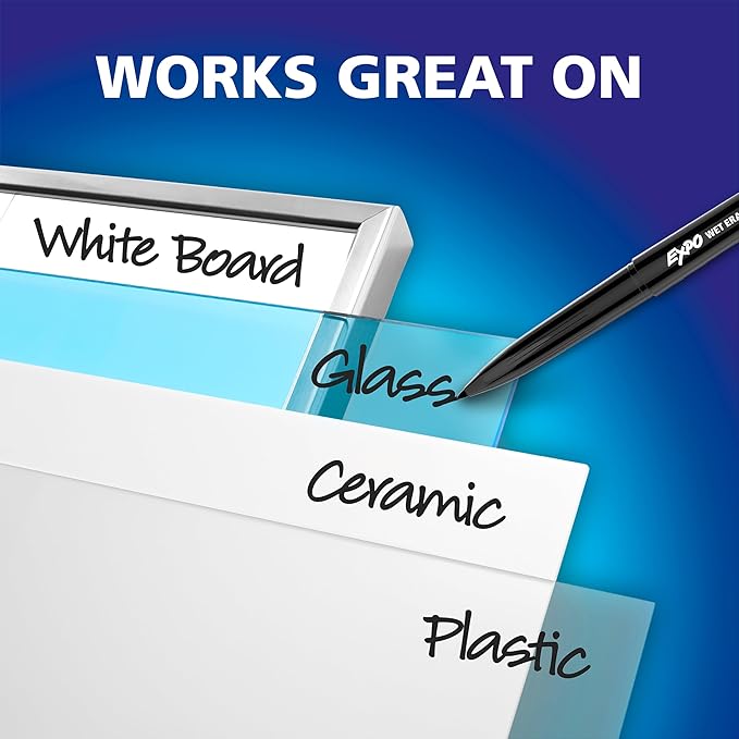 EXPO Wet Erase Markers, Semi-Permanent, Assorted Colors, Fine and Ultra-Fine Tips, 36 Count - For Writing on Glass, Whiteboards, Mirrors, Calendar, Labeling, Organizing