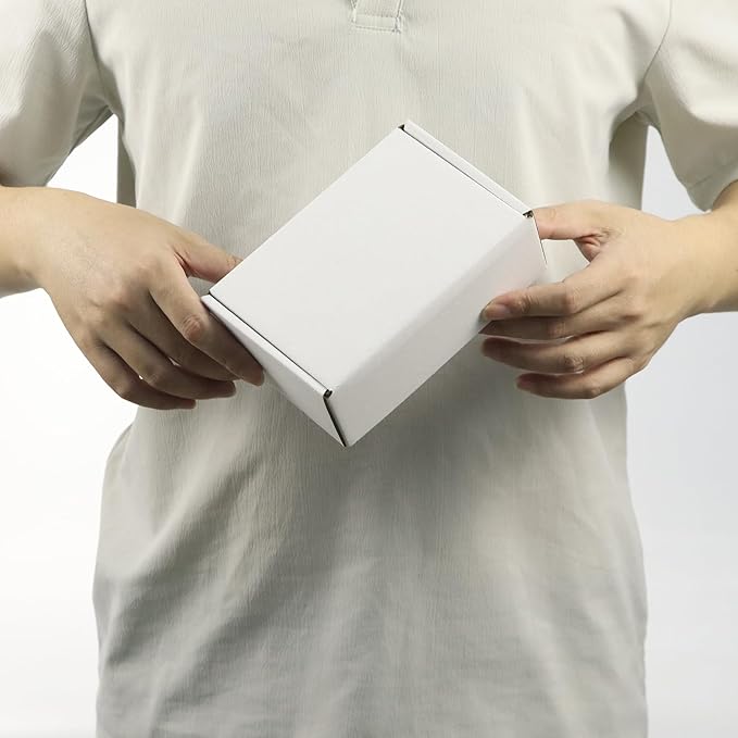 PHAREGE 6x4x2 inch Shipping Boxes Bulk 25 Pack White, Tab Lock Tuck Top Mailer Boxes for Packaging Small Business, Small Cardboard Gift Boxes for Wrapping Mailing Present
