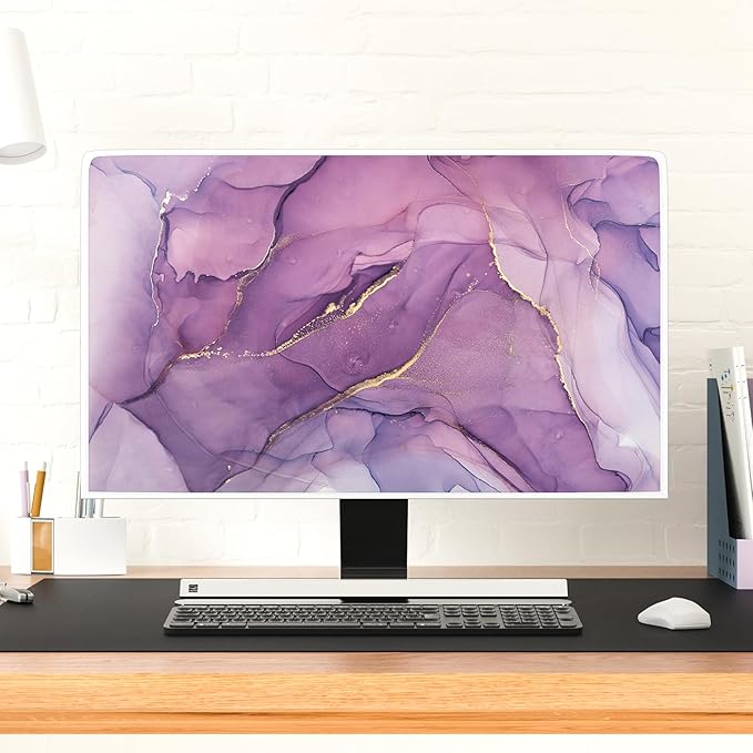 Baocicco Fashion Violet Marble Waterproof TV Dust Cover 80 Inch Anti-Static Dustproof Creative Design TV Screen Cover TV Screen Covers Sleeve Compatible with PC Desktop and TV LED LCD OLED