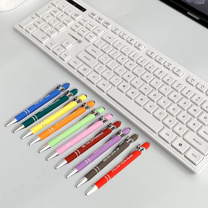 Luxeviss 50 Pcs Inspirational Pens Bulk - Motivational Ink Ballpoint Pen with Quotes Stylus Tip Nurse Gifts for School Coworkers Office Supplies Black Ink