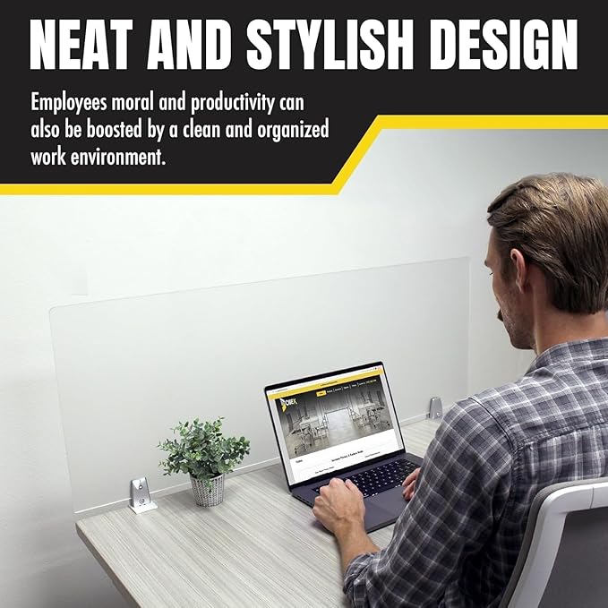 OBEX Clear Acrylic Desk Mounted Privacy Panel, 24" x 72", Clear