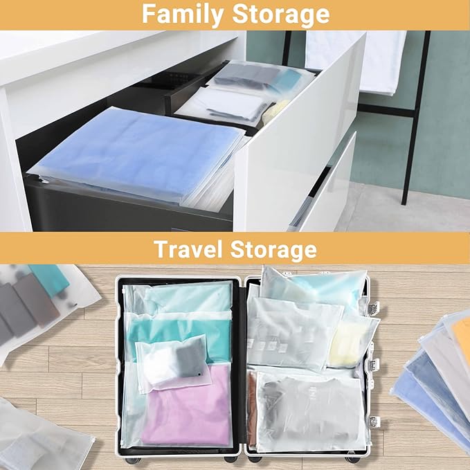 Svaldo Clothes Packaging Bags for Shipping 25 Count 10x13" Frosted Zipper Plastic Bags for Clothing Thick Plastic Apparel Bag for Packaging T-Shirt, Shirt, Document, 3 Mil, with Vent Holes Storage Bag