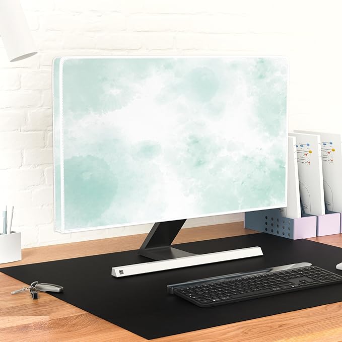 Baocicco Abstract Watercolor Waterproof TV Display Screen Cover 55 Inch Cyan Marble Dip Dyeing Dust Proof TV Covers for Television Screen Anti-Static Dustproof Protective，Mint Green