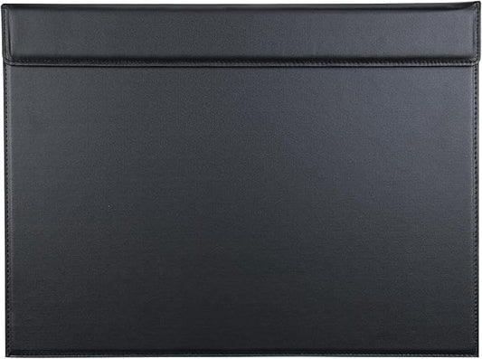 KINGFOM 18''x14'' Large Rectangle A3 Desk Writing & Drawing Desk Pad &Board Table Protector Mat with Paper Clip on Top Black