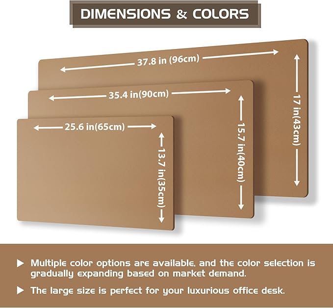 Aothia Dual-Sided Desk Pad - Leather Desk Mat, Natural Cork Desk Pad Protector, Large Mouse Pad for Desk, Waterproof Desk Blotter Pad, Desk Writing Pad for Office Work/Home, Apricot(37.8"x17")
