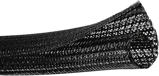 10ft - 1/2 inch Cord Protector Wire Loom Tubing Cable Sleeve Split Sleeve for USB Cable Power Cord Audio Video Cable - Management for TV Computer - Protect Cat from Chewing Cords - Black
