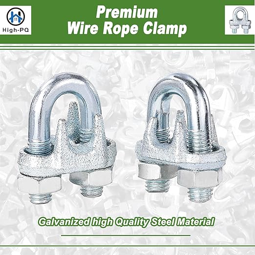 30PCS M5 Heavy Duty Wire Rope Clamps, 3/16-Inch Zinc Plated Wire Cable Clamps for Secure Connections – Boat, Tent, Clothesline, Rigging & More
