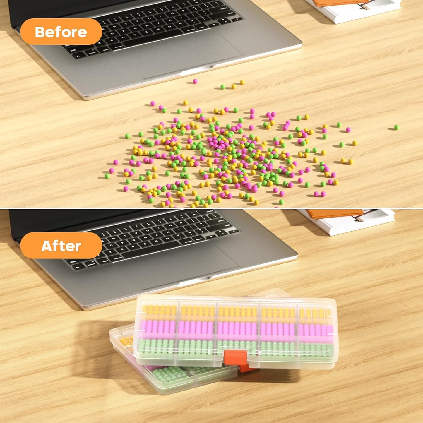 4PACK Extra Thick Bead Organizers and Storage Box, 15 Grid Mini Clear Jewelry Making Storage Solutions Plastic Organizer Case Craft Containers for Nail Rhinestones DIY Diamond Accessories