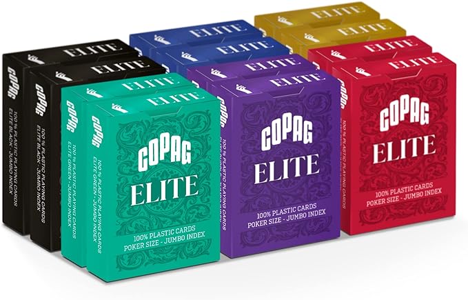 Copag Elite 100% Plastic Playing Cards, Poker Size (Standard) Jumbo Index Single Deck (12 Pack)