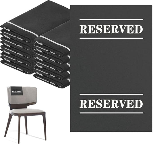 20 Pcs Reserved Chair Signs Cloth Church Placeholder Reserved Pew Signs Chair Reserved Seat Coverswith Printed Words For Weddings, Churches, Eceptions, Cinema,Celebrations, Parties and Events (Black)