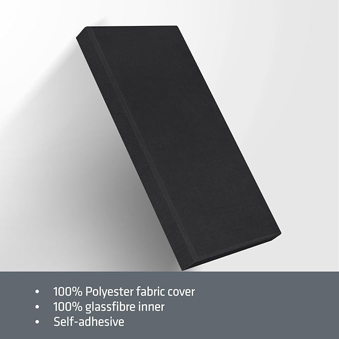 23.62" X 11.81" X 2" Fiberglass Wall Panel, 4 Pack Acoustic Panels, Acoustic Panels Sound Absorbing for Office, Studio, Home Theatre - Black