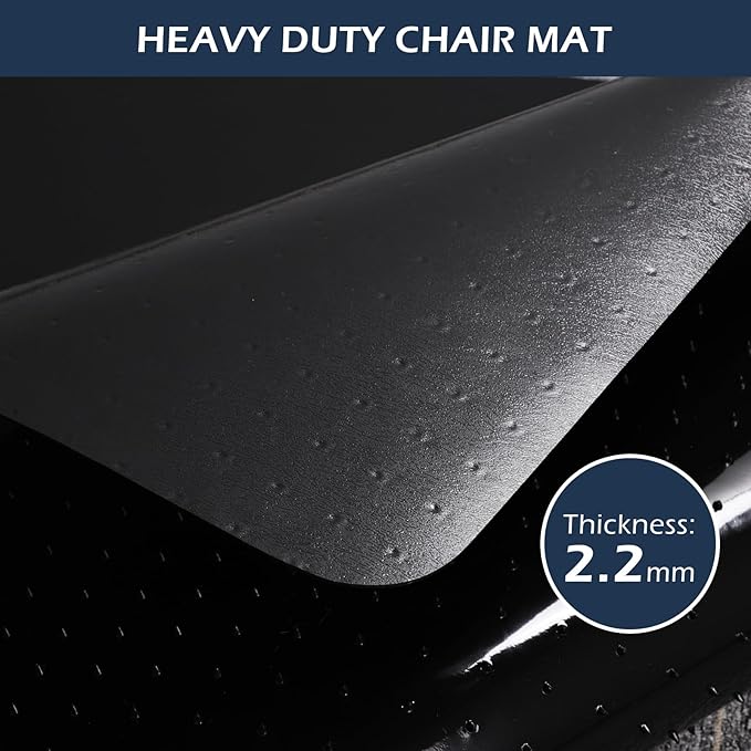SALLOUS Office Chair Mat for Carpet, 45" x 53" Heavy Duty Chair Mat for Carpeted Floors,Non-Slip Floor Mat with Extended Lip, Floor Protector Computer Desk Mat for Home Office (Black, T-Shape)