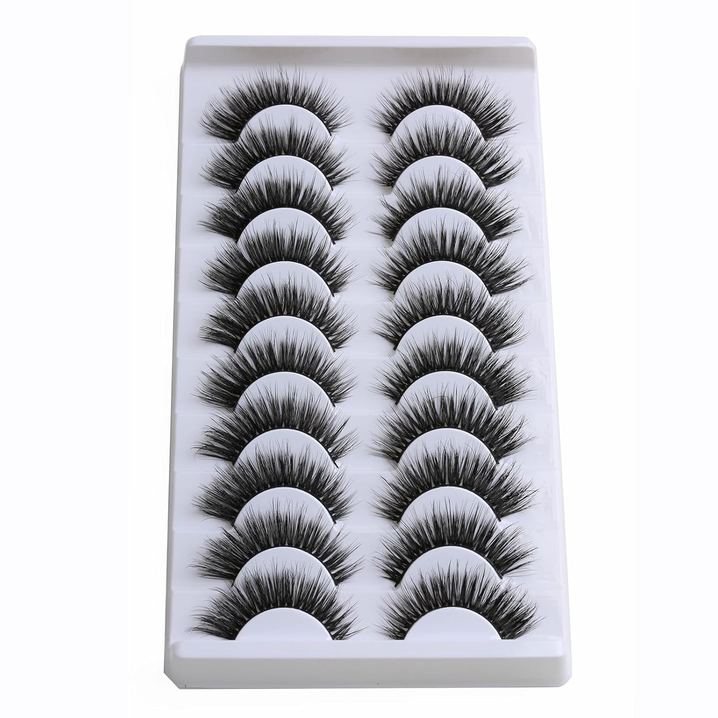 SUNWELL False Eyelashes 15mm Mink Lashes Cat Eye Lashes 8D Fluffy Wispy Foxy Eye Fake Lashes Strips Natural Look Faux Mink Lashes 10 Pairs Pack