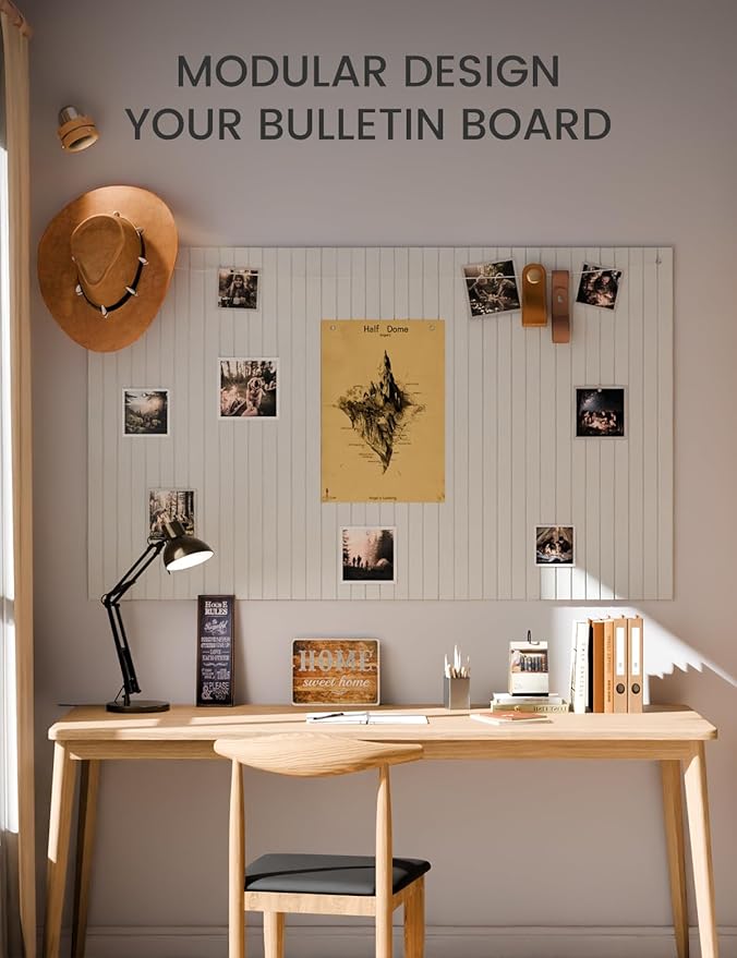 Large Felt Bulletin Board 36"x24" Cork Board Alternative - 6 Pack with 40 Safe Removable Adhesive Tabs, Cork Boards for Walls for Home Office Classroom Pin Board-Cold White