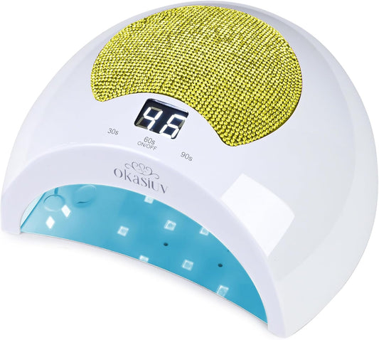 Rechargeable UV LED Nail Lamp with Diamond Design & Touch Control - 3 Timer Settings, Fast Curing for All Gel Polishes, Portable UV Nail Dryer for Professional Salon & Home